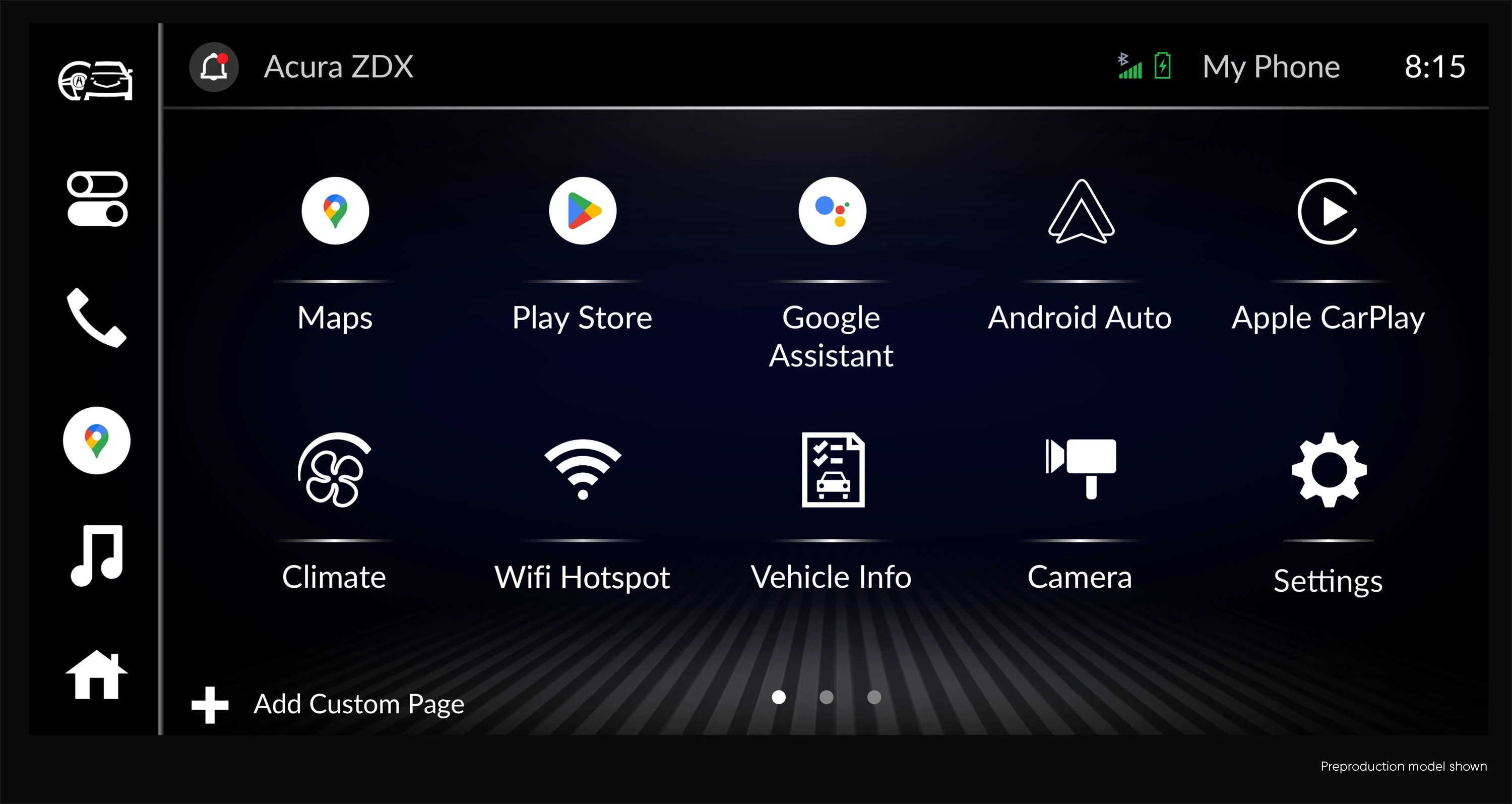 Acura ZDX Type S screens view