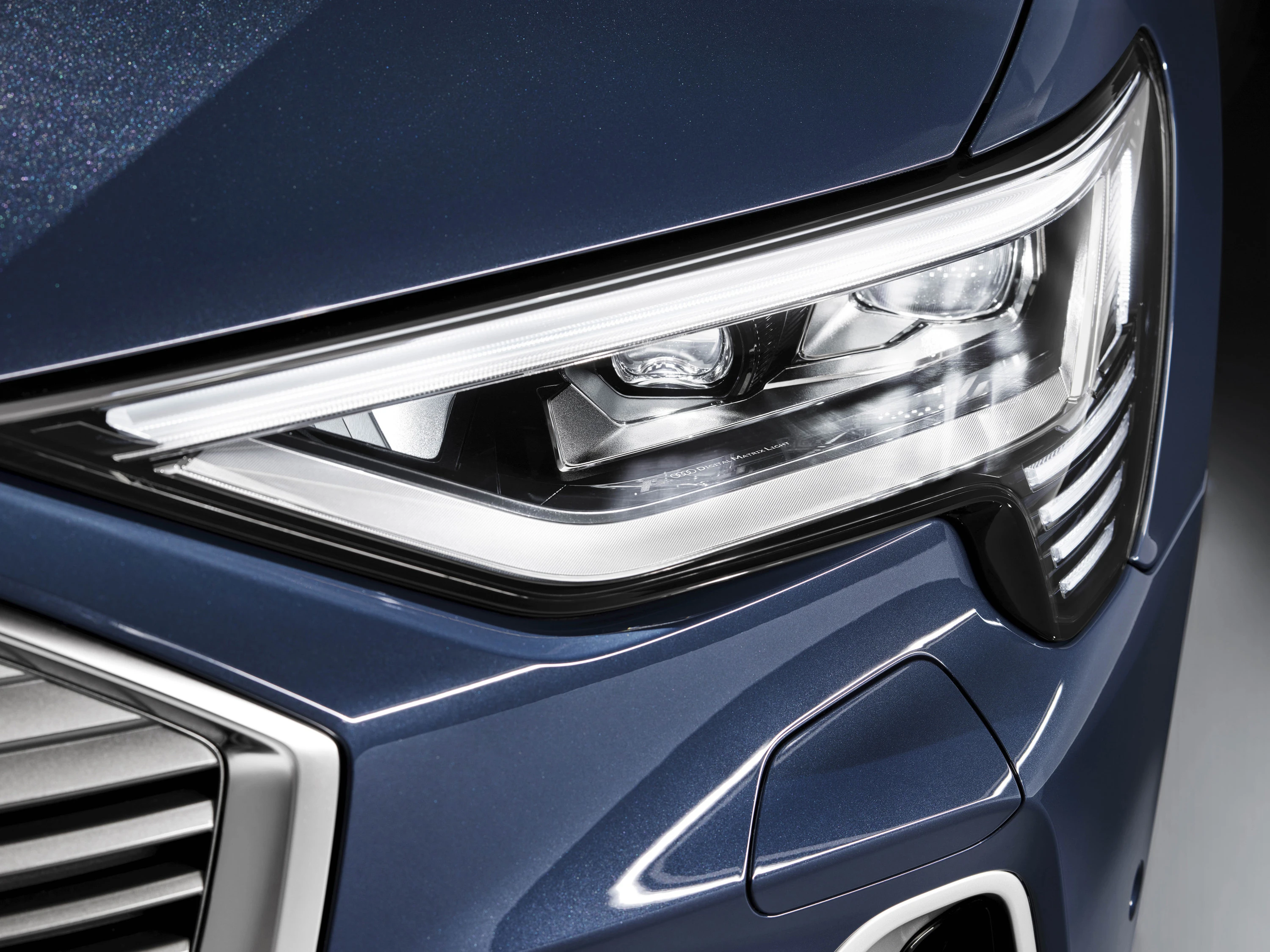 Audi e-tron 50 headlights view