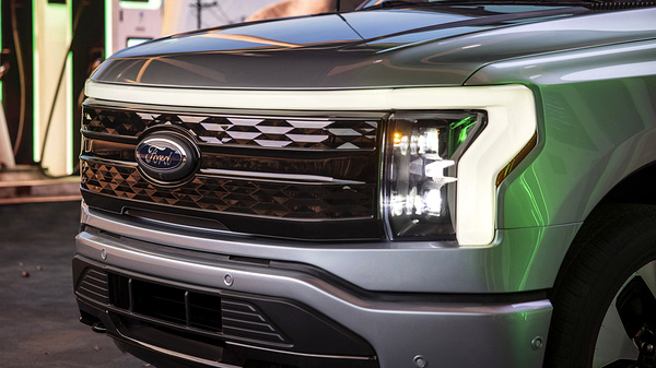 Ford F150 Lightning Extended Range headlights view