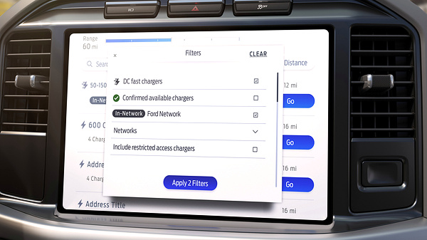 Ford F150 Lightning Extended Range screens view