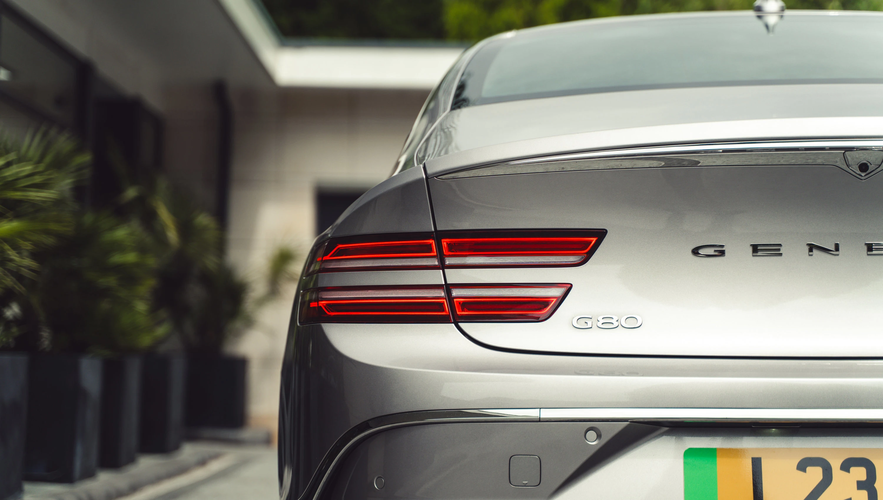 Genesis G80 Electrified AWD 87kWh taillights view