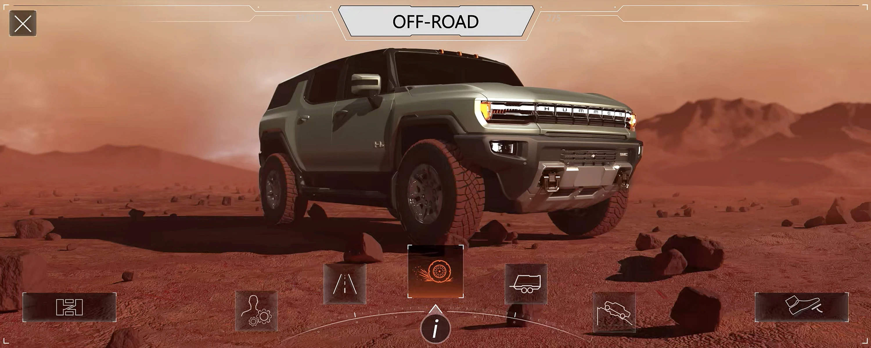 GMC Hummer EV SUV 2x drivemodes view