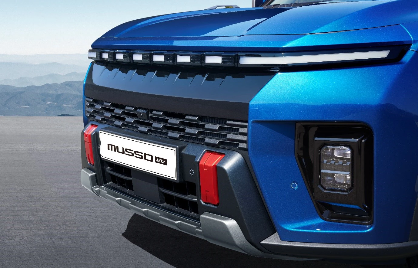 KGM Musso EV AWD headlights view