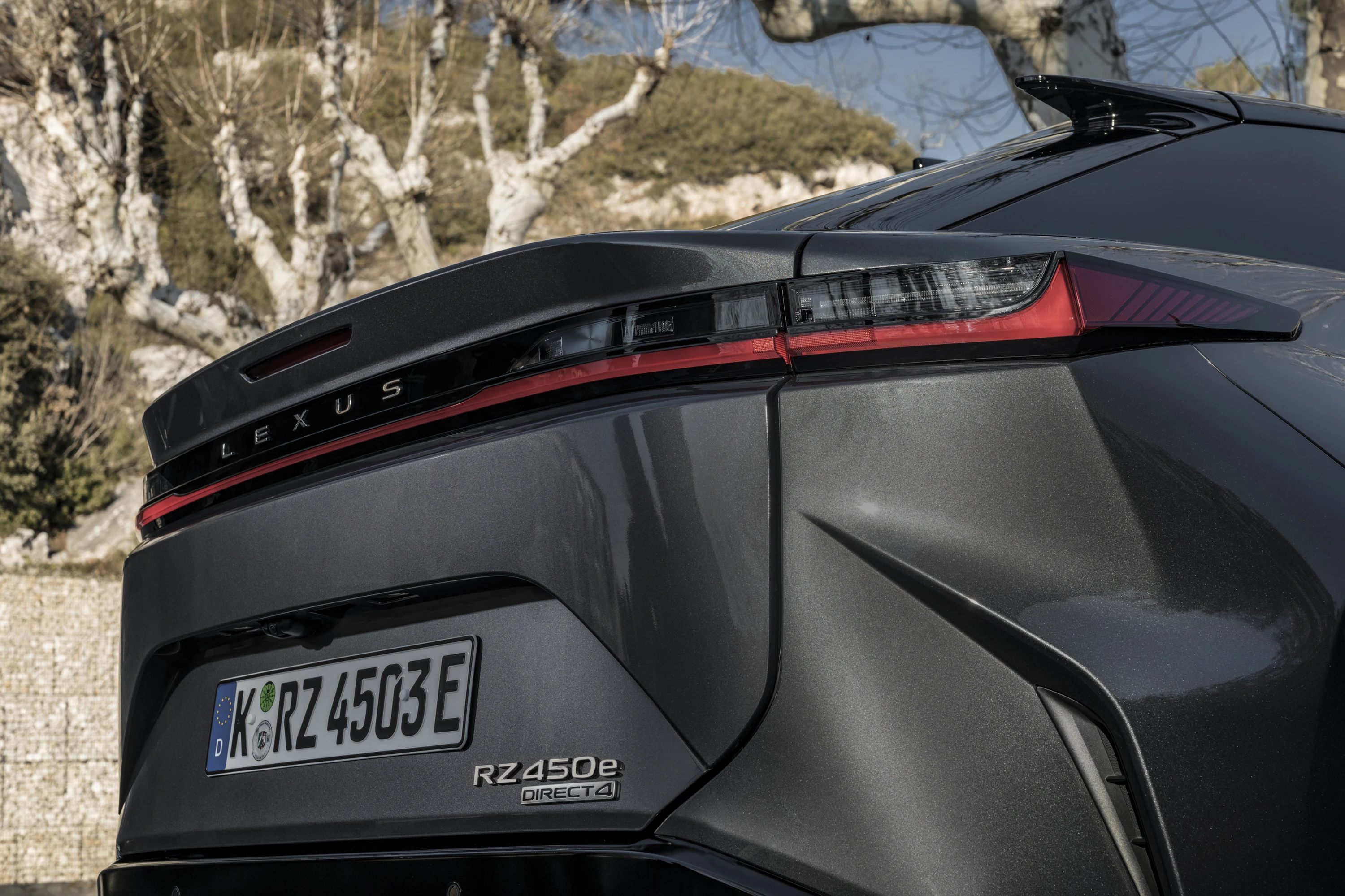 Lexus RZ 300e taillights view