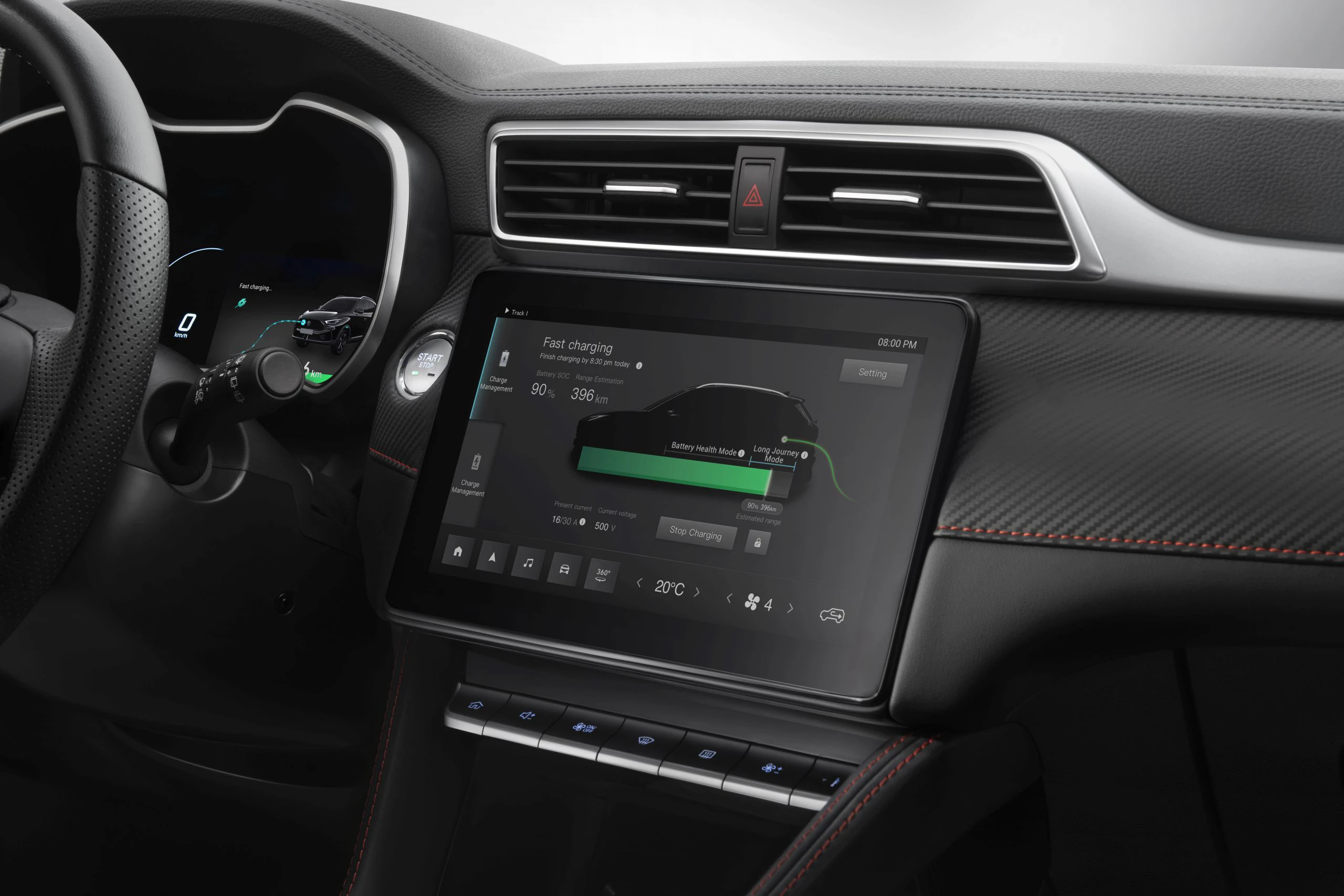 MG ZS EV Long Range screens view