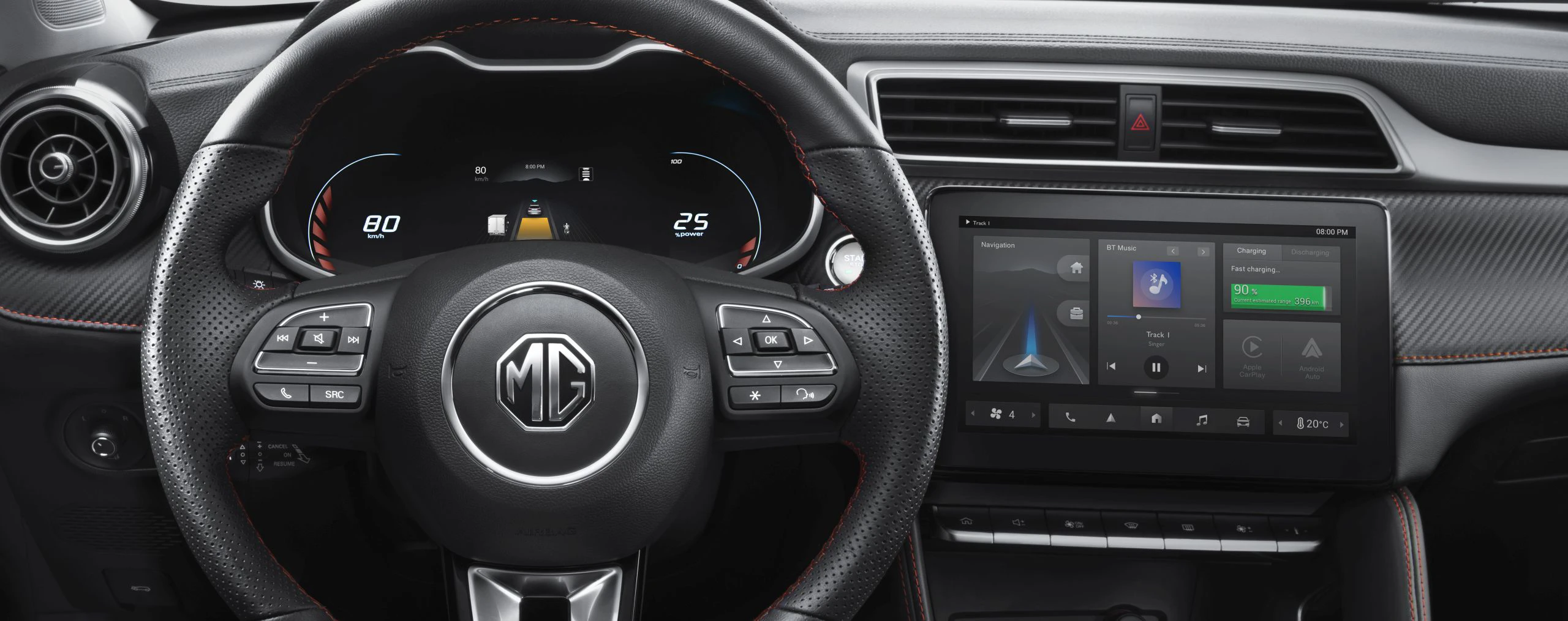 MG ZS EV Long Range screens view