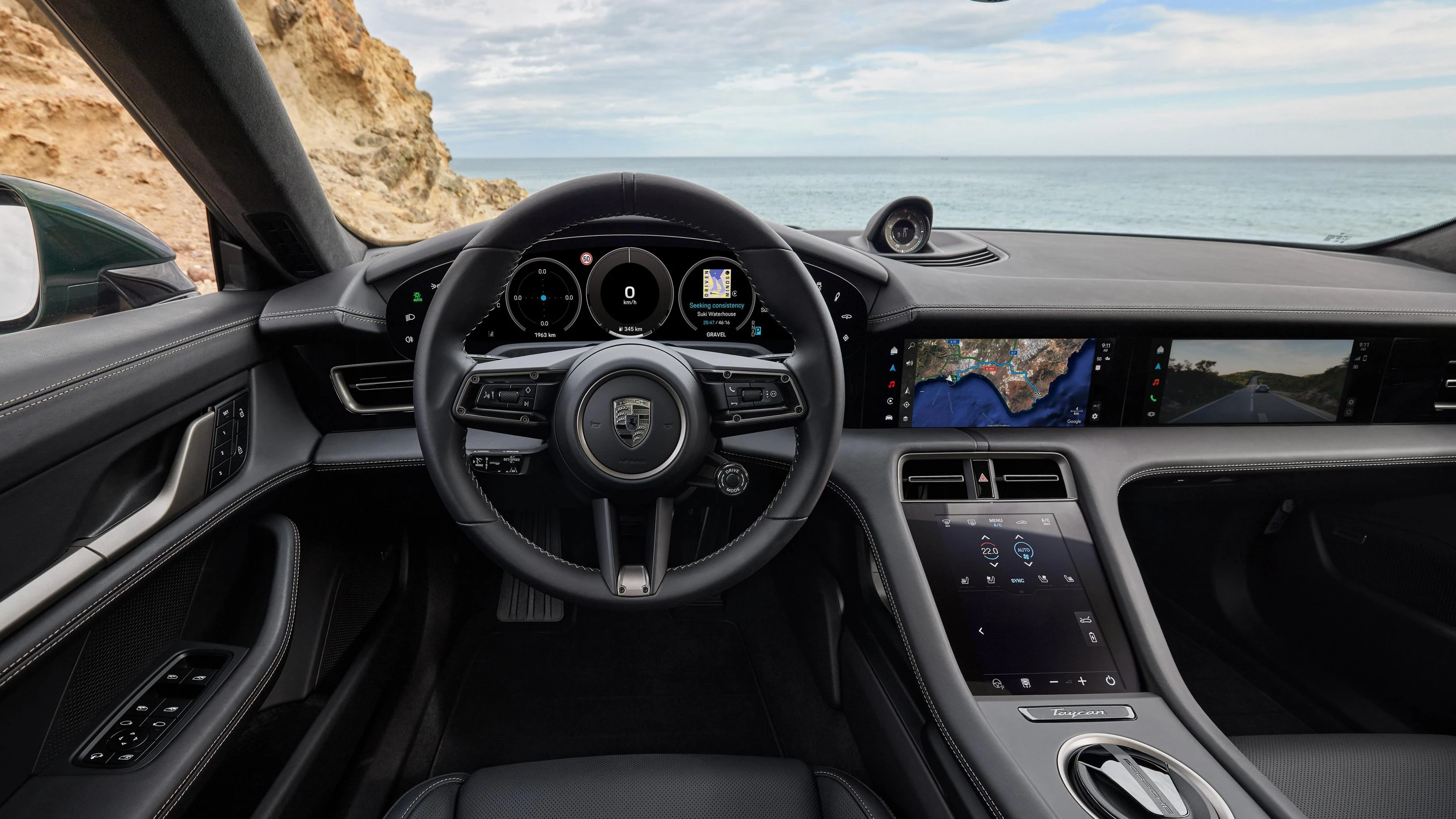 Porsche Taycan Turbo S Cross Turismo screens view