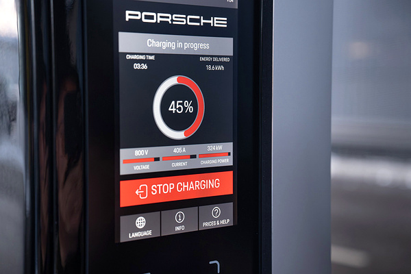 Porsche Taycan Turbo S Sport Turismo charging view