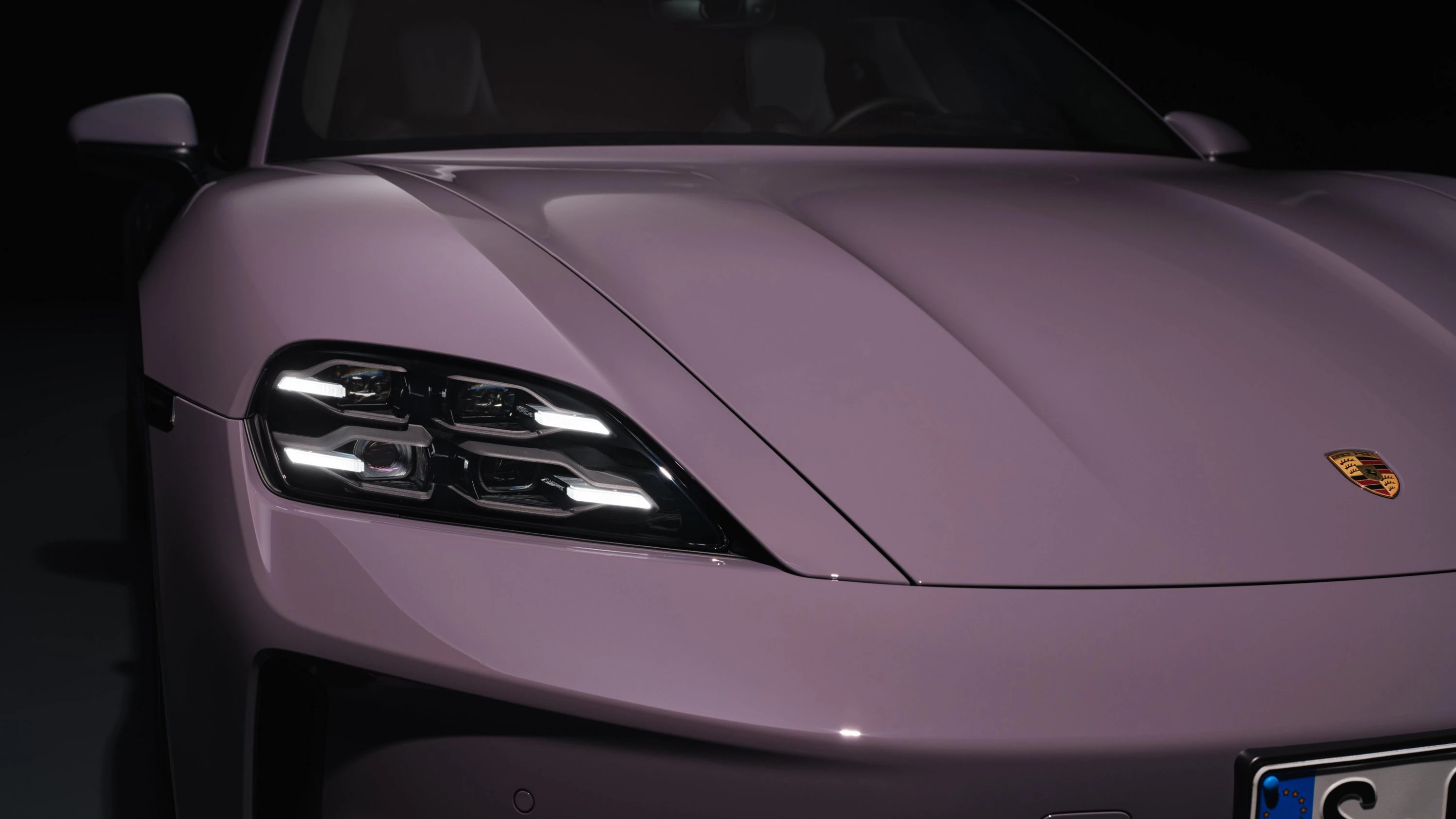 Porsche Taycan Turbo S Sport Turismo headlights view