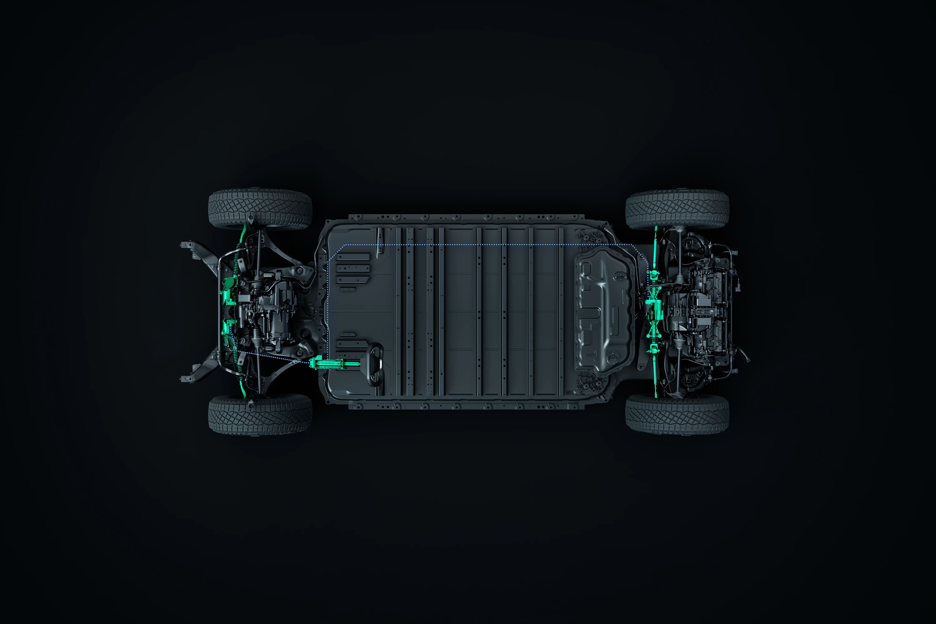 Tesla Cybertruck Cyberbeast drivetrain view