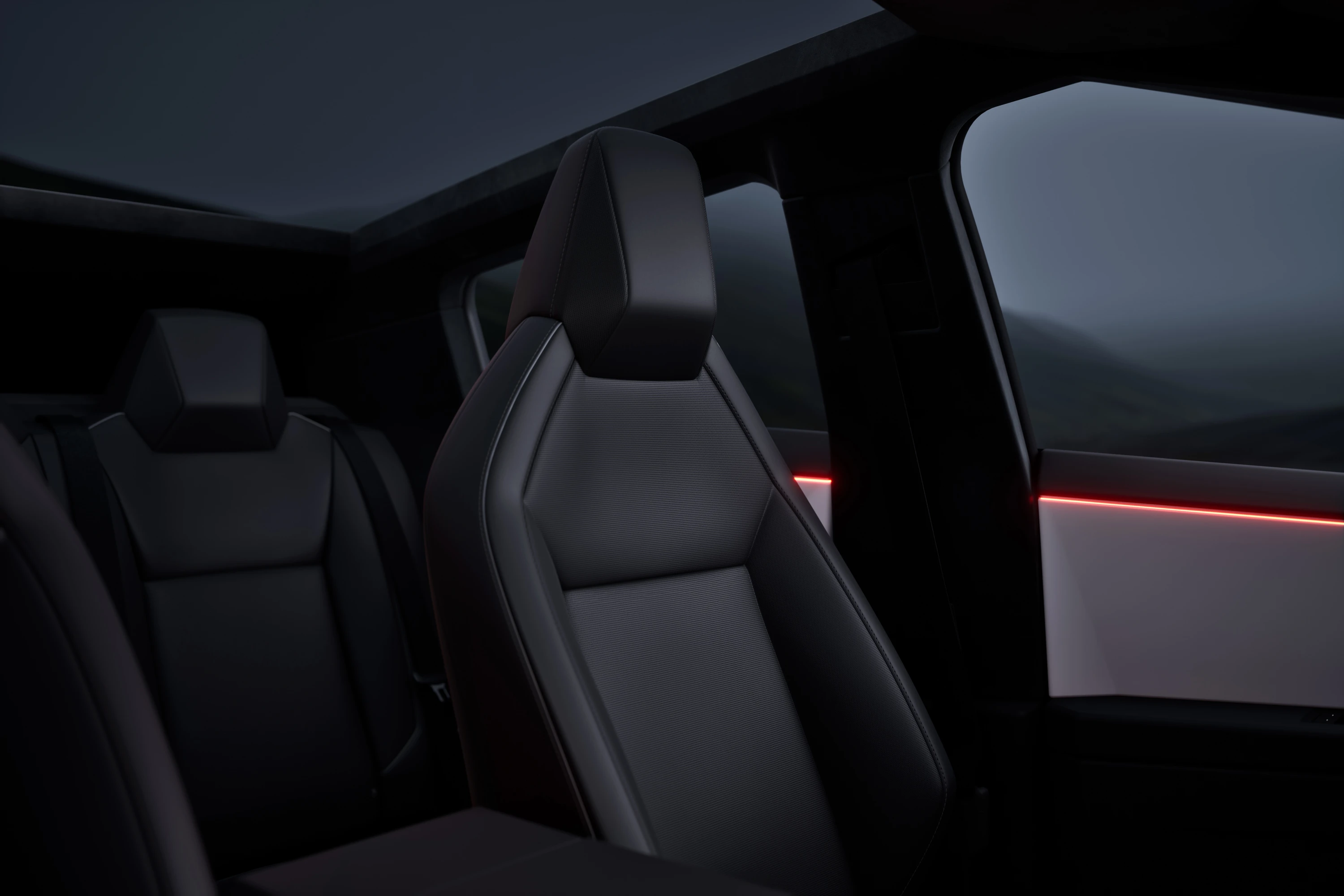 Tesla Cybertruck Cyberbeast frontseats view