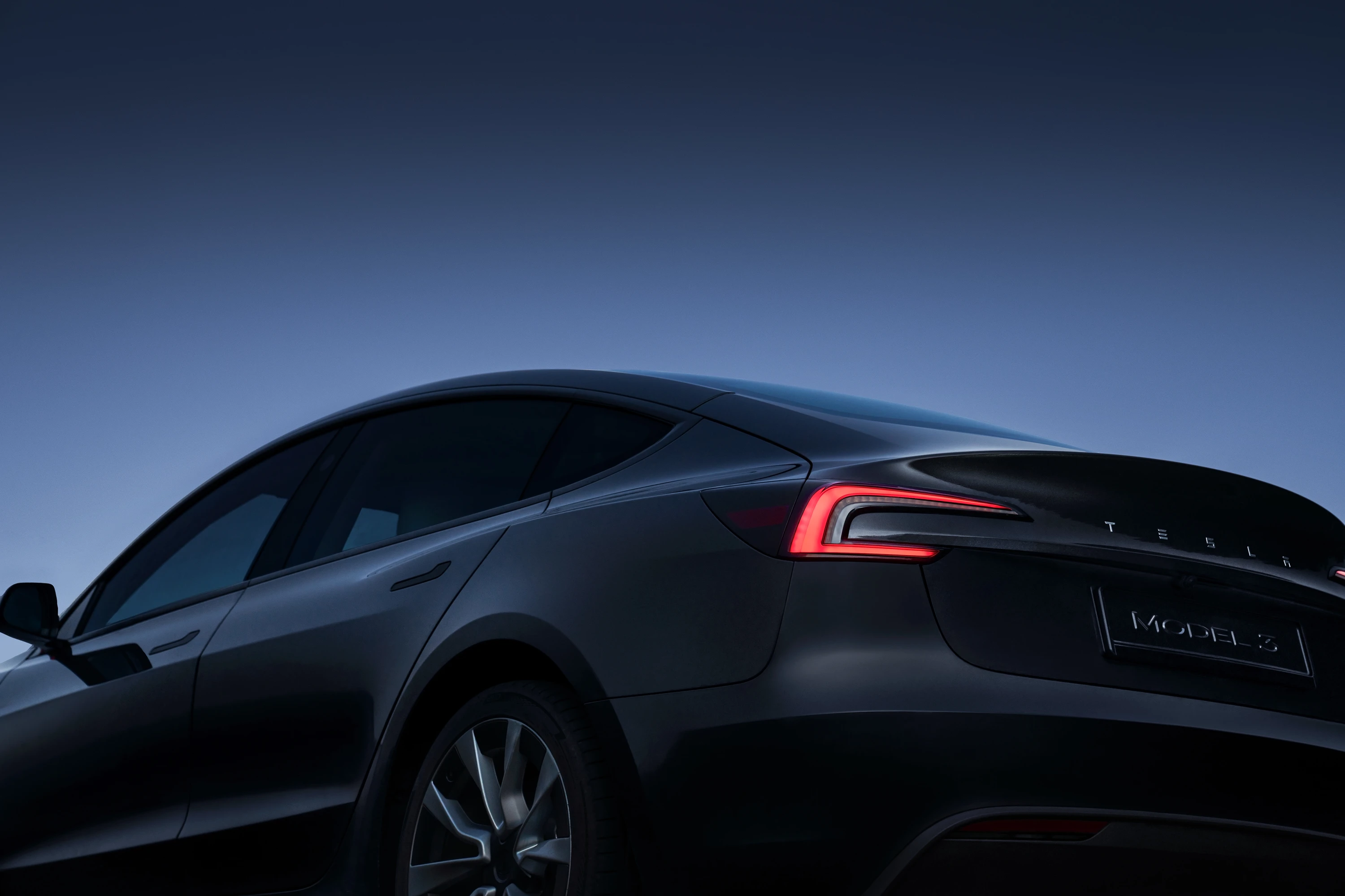 Tesla Model 3 Long Range taillights view