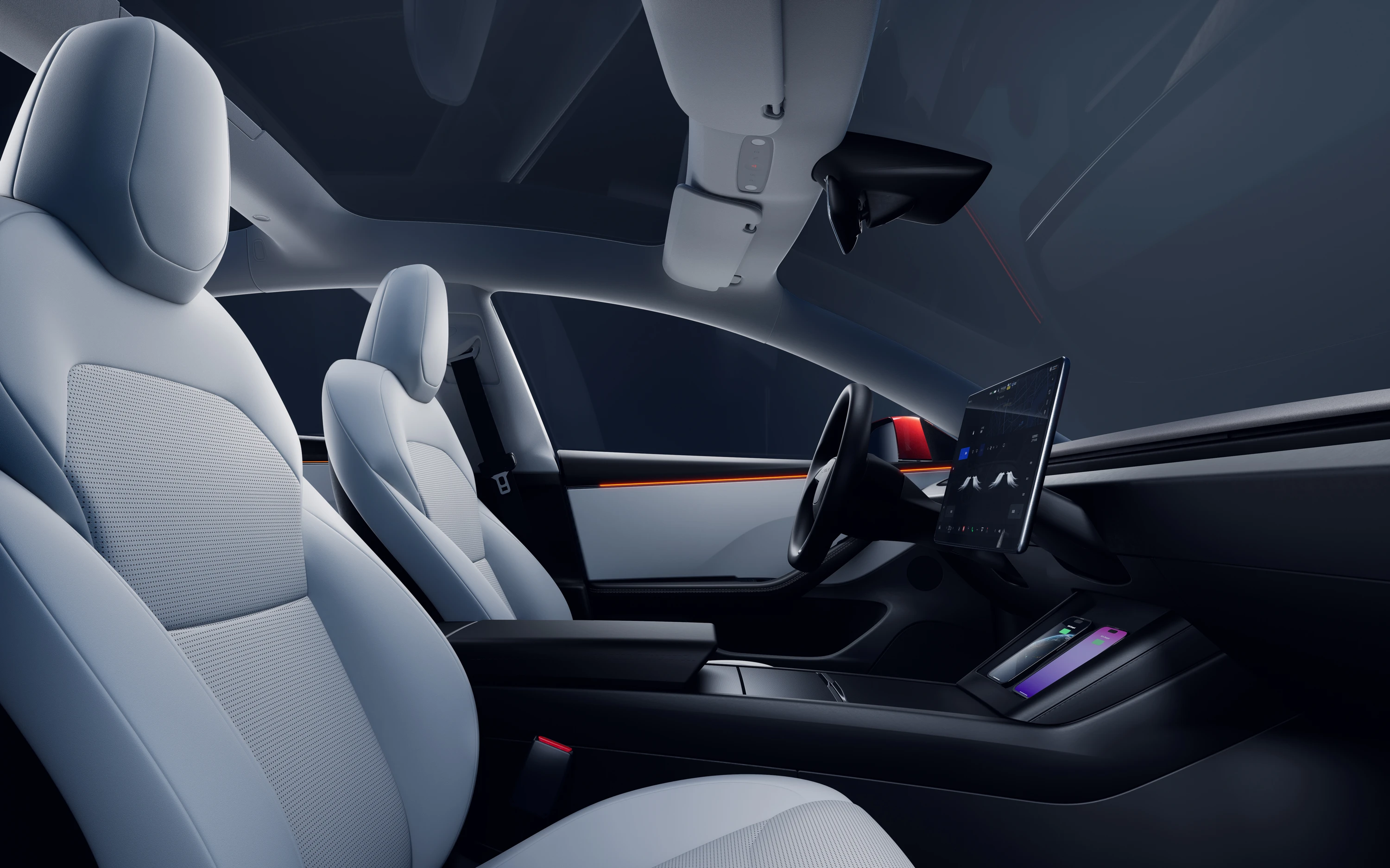 Tesla Model 3 Long Range RWD frontseats view