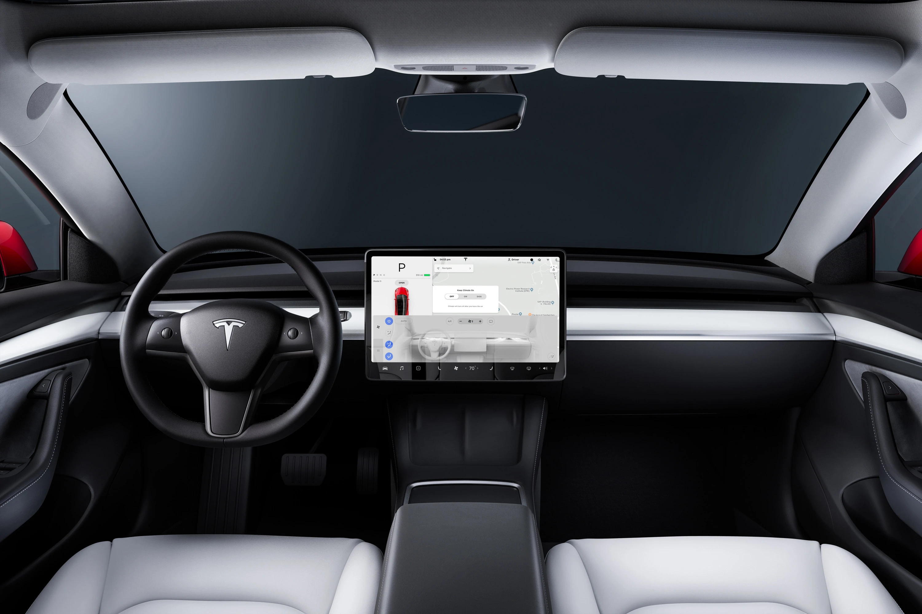 Tesla Model 3 Performance screen view