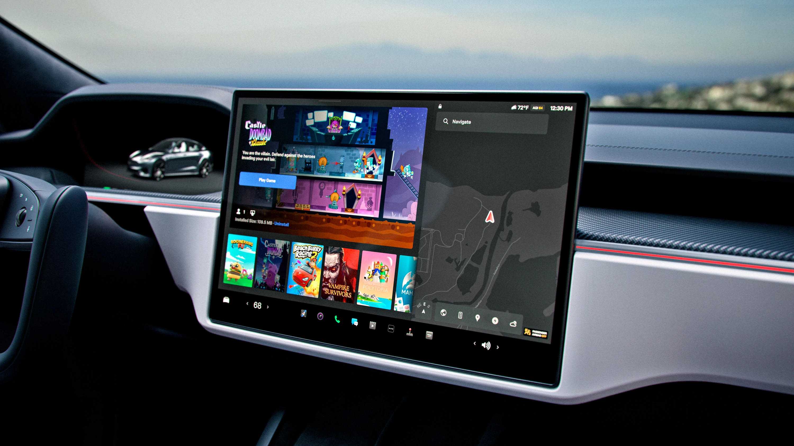 Tesla Model S AWD screens view