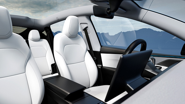 Tesla Model Y Long Range RWD frontseats view