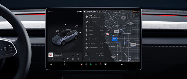 Tesla Model Y Long Range RWD screens view