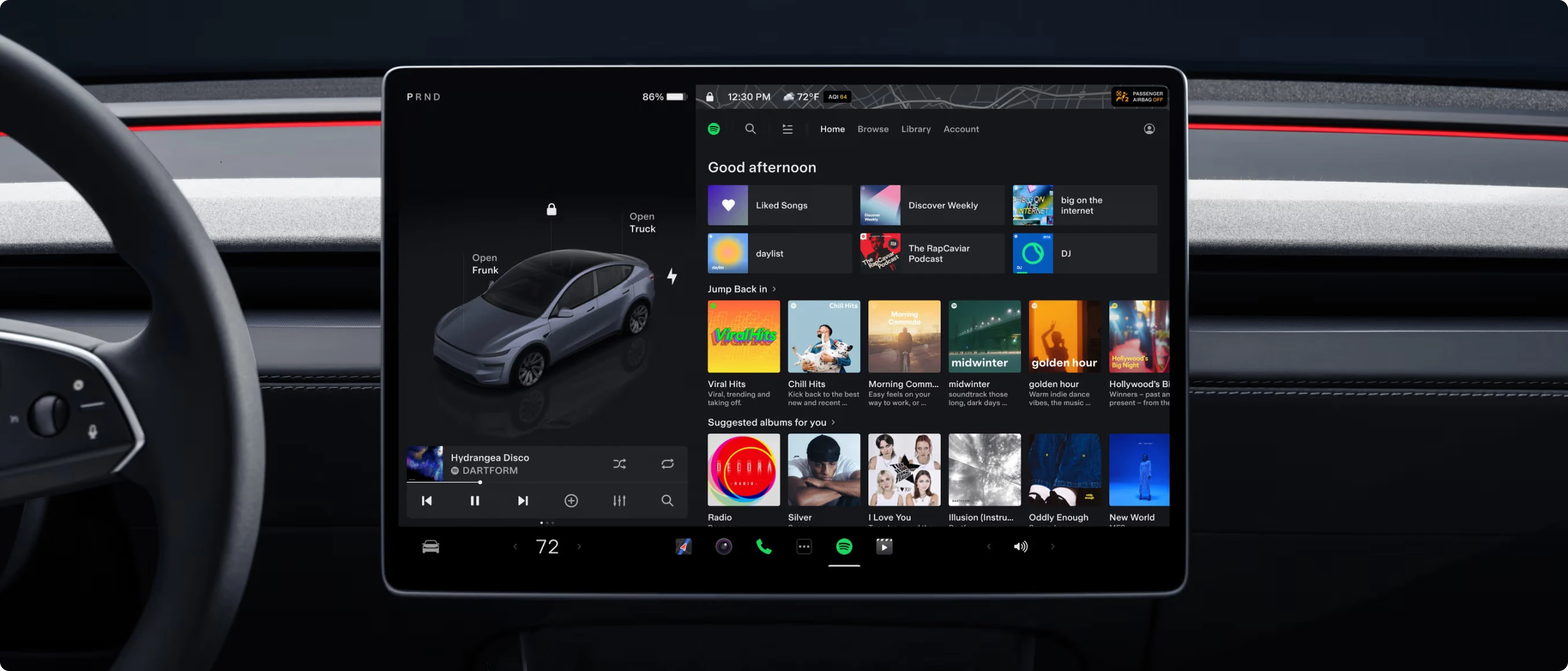 Tesla Model Y Premium AWD screens view