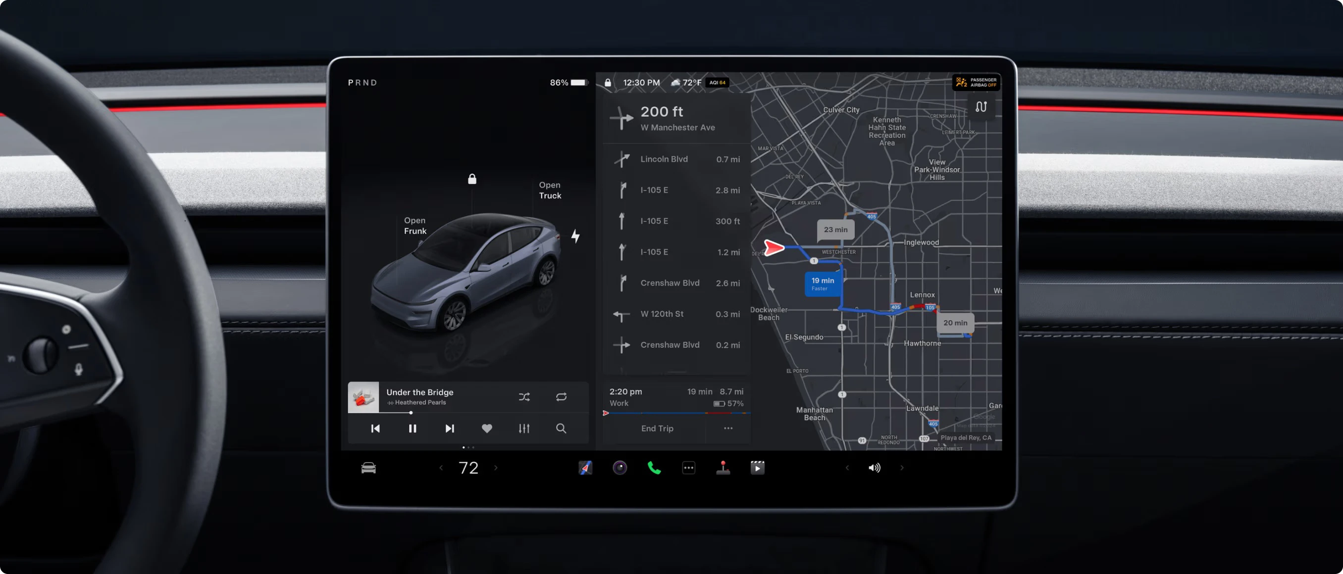 Tesla Model Y Premium AWD screens view
