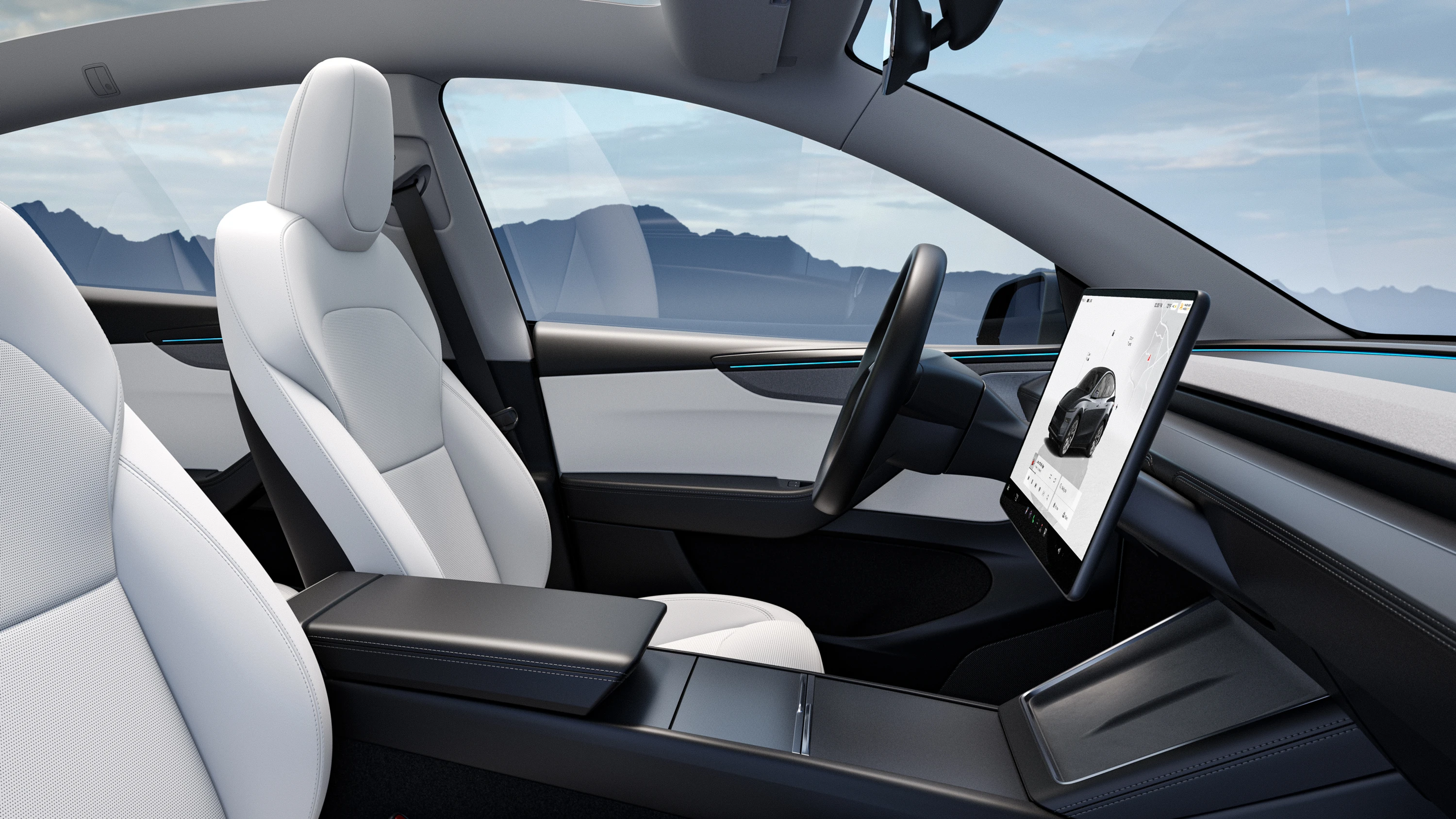 Tesla Model Y RWD frontseats view