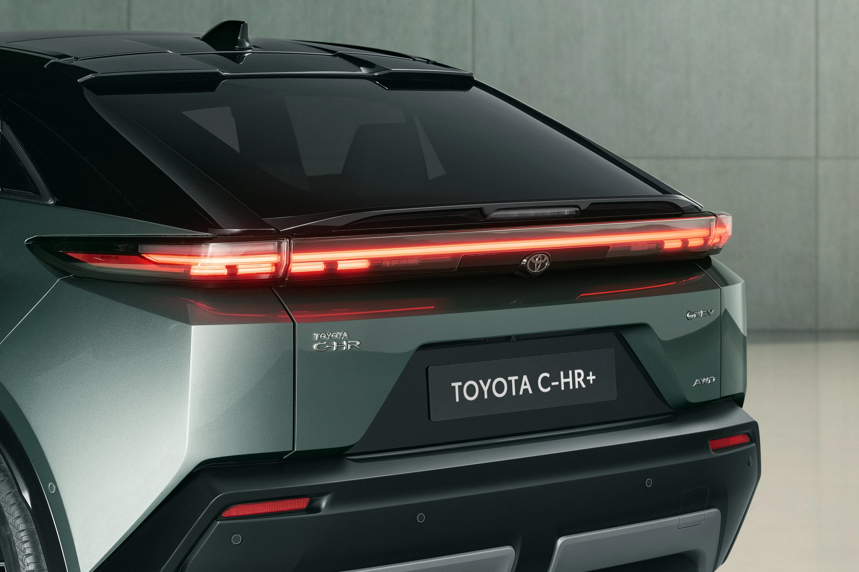 Toyota C-HR+ 77 kWh taillights view