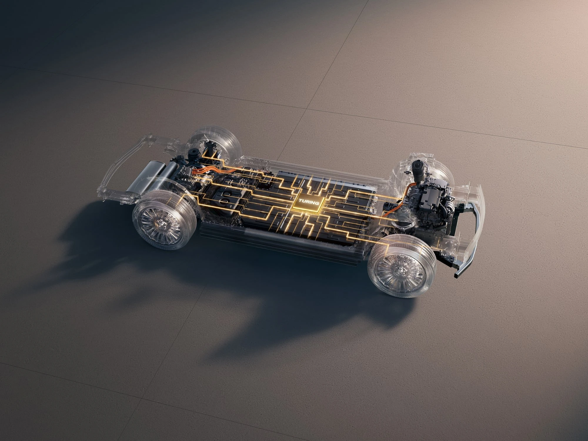 XPENG GX 91.9 kWh RWD chassis view