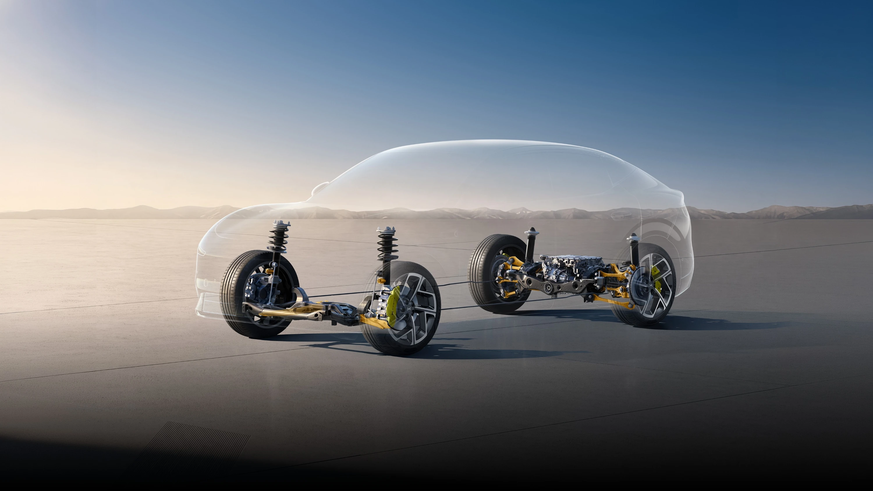 XPENG L03 71.2 kWh RWD chassis view